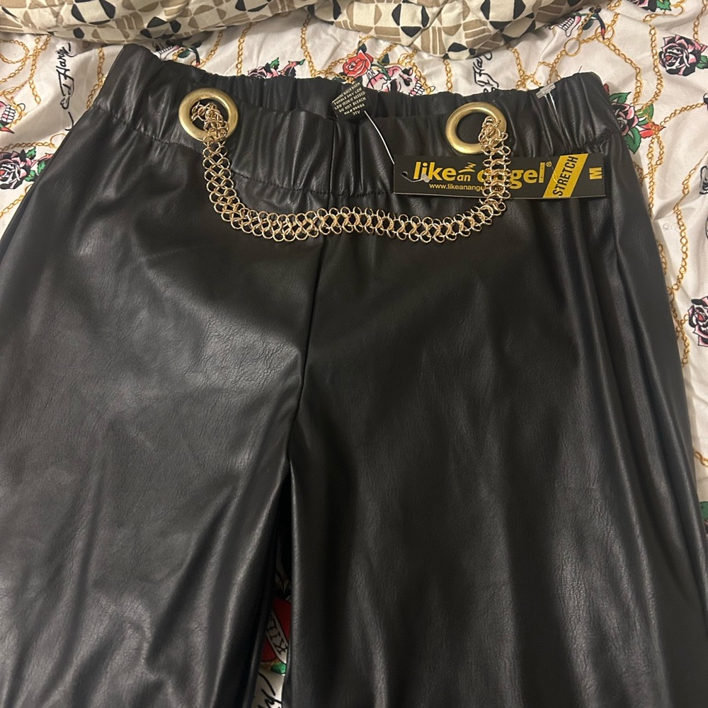 Like an Angel Black Faux Leather Trousers